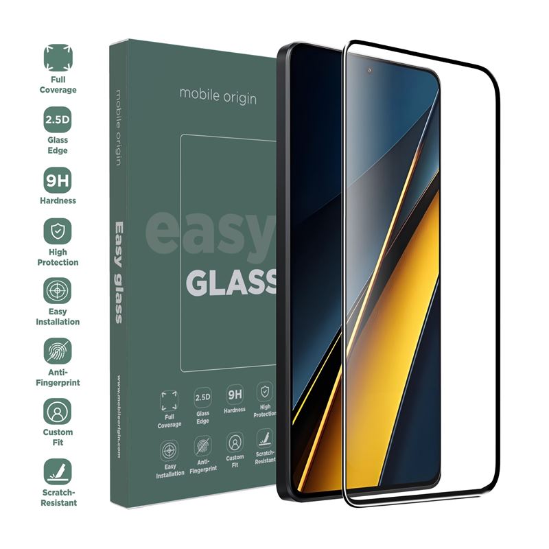 Folie sticla Mobile Origin EasyGlass compatibila cu Xiaomi Poco X6 Pro 5G Black