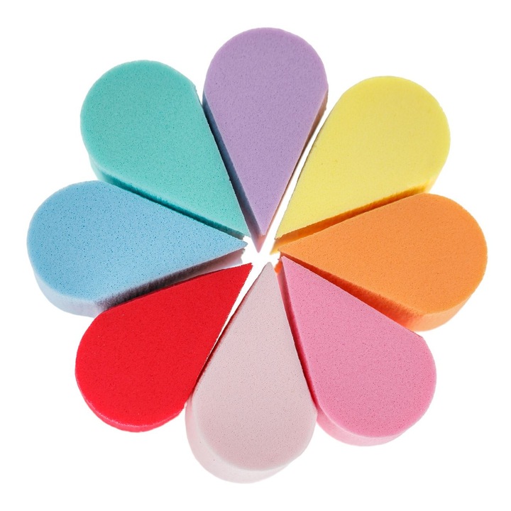 Set Bureti Machiaj, 8 Bucati, Multicolor, 3.5x2 cm