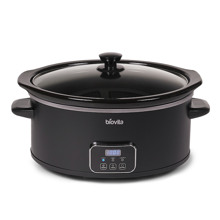 Slow Cooker, Biovita BUENO, 230W, 5.6L, Vas Ceramic, Control Timp si Temperatura