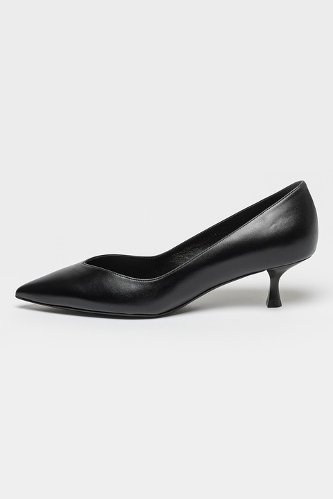 STUART WEITZMAN, Кожени обувки Eva 50 Pump с котешки ток, Черен