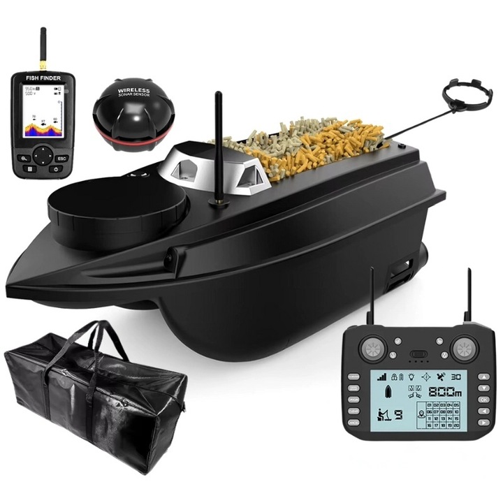 Лодка за риболовна стръв iUni V030, GPS, Сонар Търсач на риба, Транспортна чанта, 20000mAh, 800m, 15km/h, 2.4GHz дистанционно управление