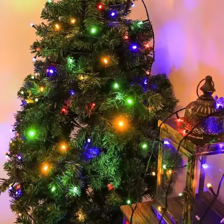 Instalatie 100 Leduri, Lungime10m, Fir Negru, Beculete Multicolore