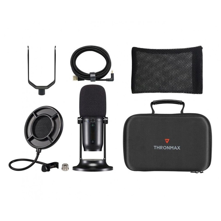 Микрофон Thronmax M2PB, черен, 20-20000 Hz, USB/3.5 mm