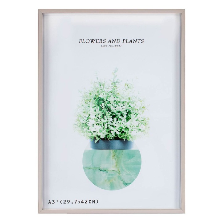 Rama Foto Decorativa, Plastic, Dimensiune A3, Culoare Argintie