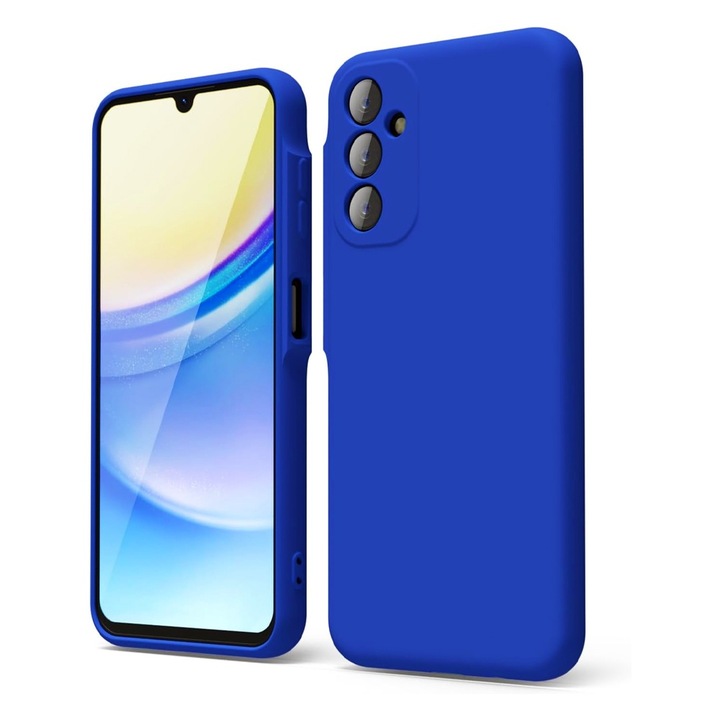 Силиконов матиран калъф за Samsung Galaxy A16 5G, ОПТИМАЛНО РЕШЕНИЕ, защита на камерата, мек течен TPU, SlimFit, официален и основен дизайн, лек, повдигнати ръбове, син