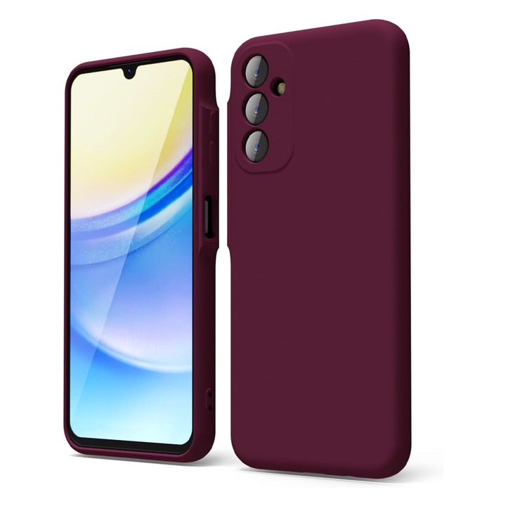 Силиконов матов калъф за Samsung Galaxy A16 5G, OPTIM SOLUTION, защита на камерата, мек течен TPU, SlimFit, лек, повдигнати ръбове, лилав