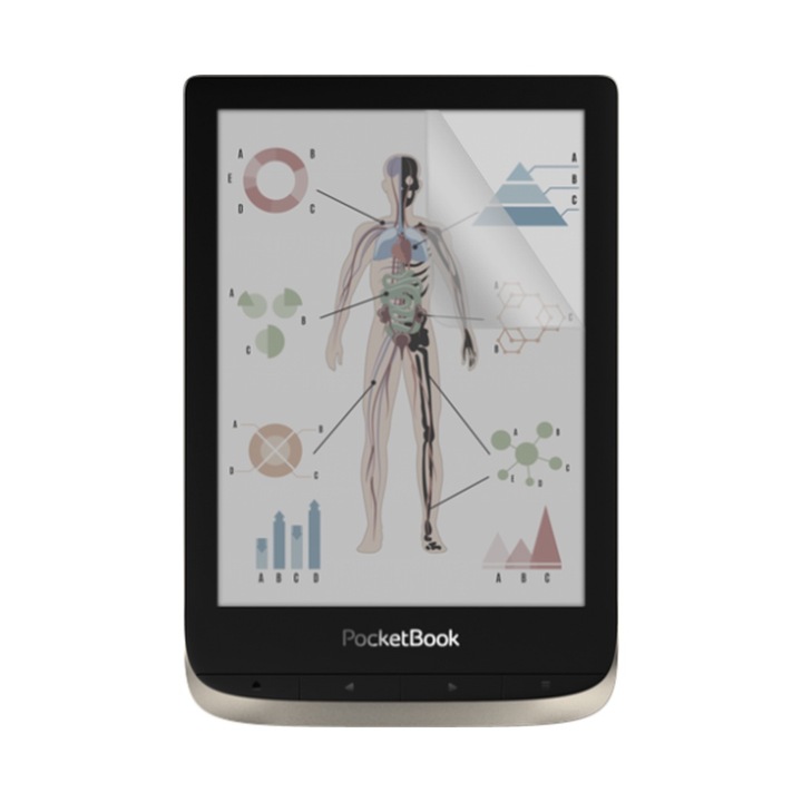 Papírszerű fólia Pocketbook 633 Color-hoz, COMANDO e-könyv olvasószőnyeg védő, újragenerálható, tisztaság 99%, tükröződésmentes, nagy felbontású, megakadályozza az ujjlenyomatokat és a port, ütésálló, karcálló, nagy érzékenység, egyszerű felhordás