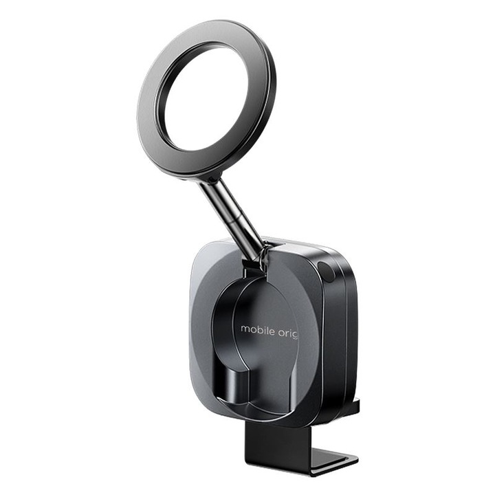 Suport portabil Mobile Origin Travel, Compatibil MagSafe, Rotire 360 grade, Gri inchis