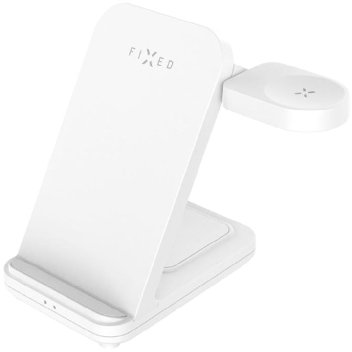 Induktív fix Powerstation 3w1 vezeték nélküli töltő Samsung Qi 15 W-hoz, fehér