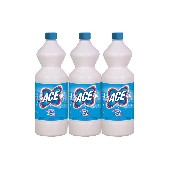 3x Ace Whitener 1l-es készlet Normál, friss illatú, virágos illatú, vízkőoldó, gyors és hatékony, bőrgyógyászatilag tesztelt, hosszan tartó frissesség, maximális hatékonyság, bőséges tartalom, megszünteti a kellemetlen szagokat