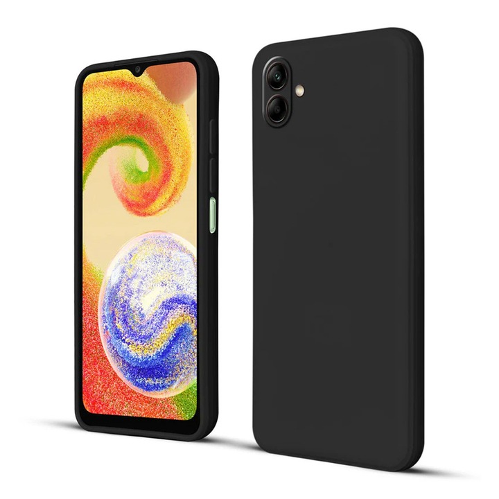 Силиконов матиран калъф за Samsung Galaxy A06 4G, ОПТИМАЛНО РЕШЕНИЕ, защита на камерата, мек течен TPU, SlimFit, официален и основен дизайн, лек, повдигнати ръбове, черен