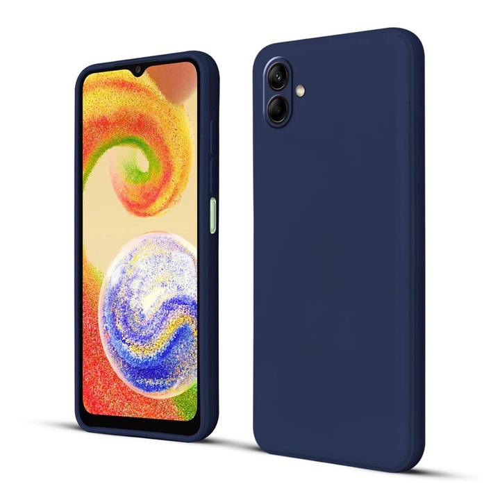 Силиконов матиран калъф за Samsung Galaxy A06 4G, Optim Solution, защита на камерата, мек течен TPU, SlimFit, официален и основен дизайн, лек, повдигнати ръбове, син