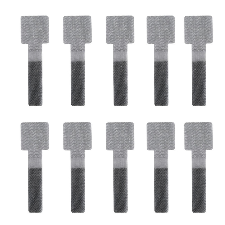 Kábeltároló, tépőzáras, szürke, 10 darabos készlet