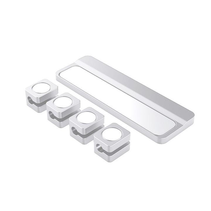 Магнитен кабелен органайзер, регулируем, бял, за офис/кола