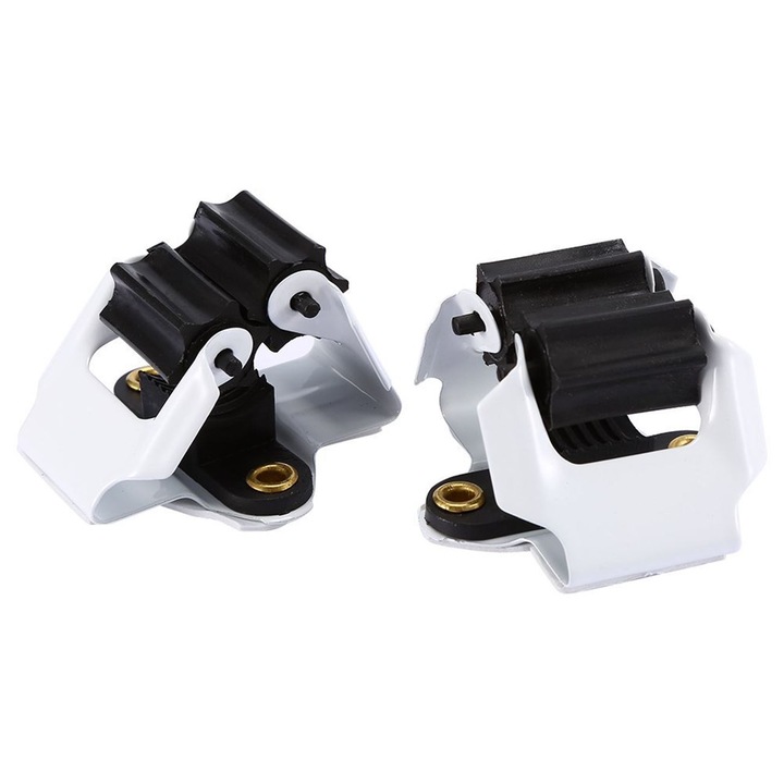 Clema Fixare Scule Perete, Set 2 Bucati, Metal si Plastic, Alb si Negru