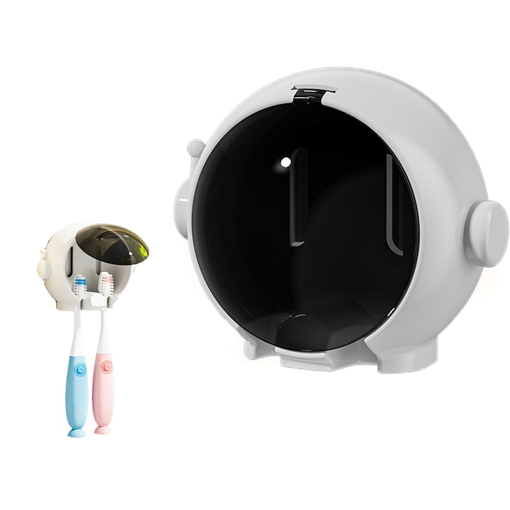 Suport pentru periuta de dinti pentru baie Astronaut, montat pe perete, suport elegant pentru periuta de dinti, 1 bucata, alb
