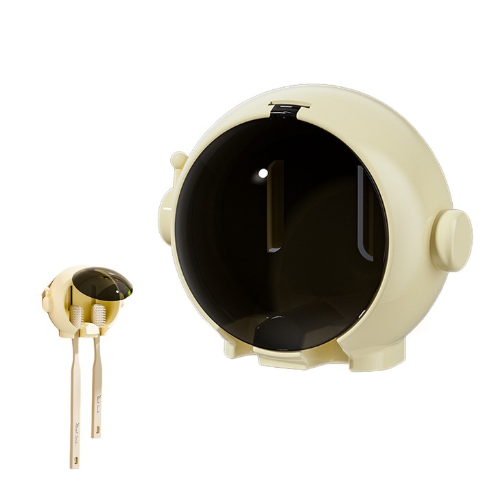 Suport pentru periuta de dinti pentru baie Astronaut, montat pe perete, suport elegant pentru periuta de dinti, 1 bucata, galben