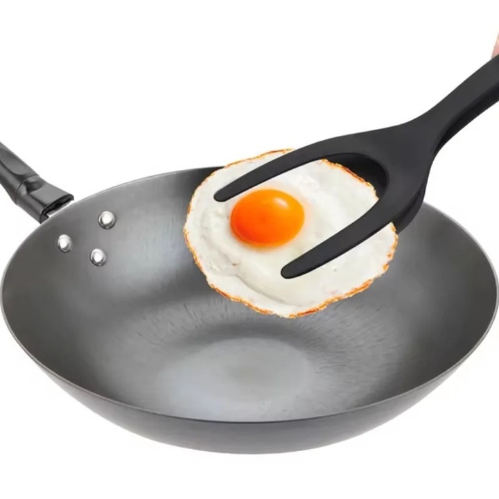 Spatula Multifunctionala tip Cleste pentru gatit, rezistenta la caldura, 30 cm lungime, Gonga® Negru