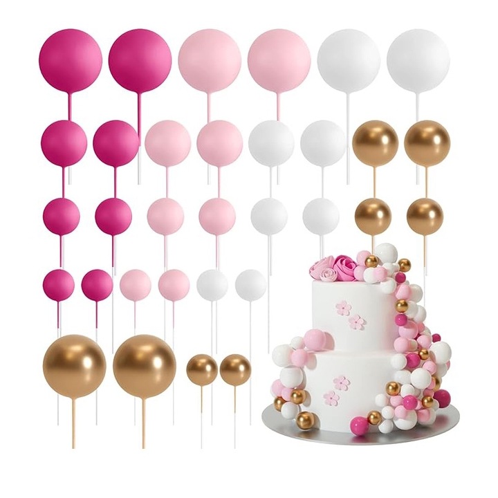 Комплект от 32 Rqiurpn аксесоари за торта, топки за декорация на торта, многоцветни, 2x2cm-4x4cm