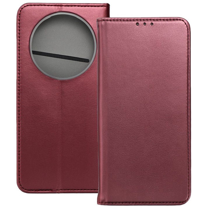 Xiaomi Redmi 14C / Redmi A4 / Poco C75 kompatibilis telefontok, könyvtok, mágneszáras, bankkártyatartós, bordó, Smart Magnetic