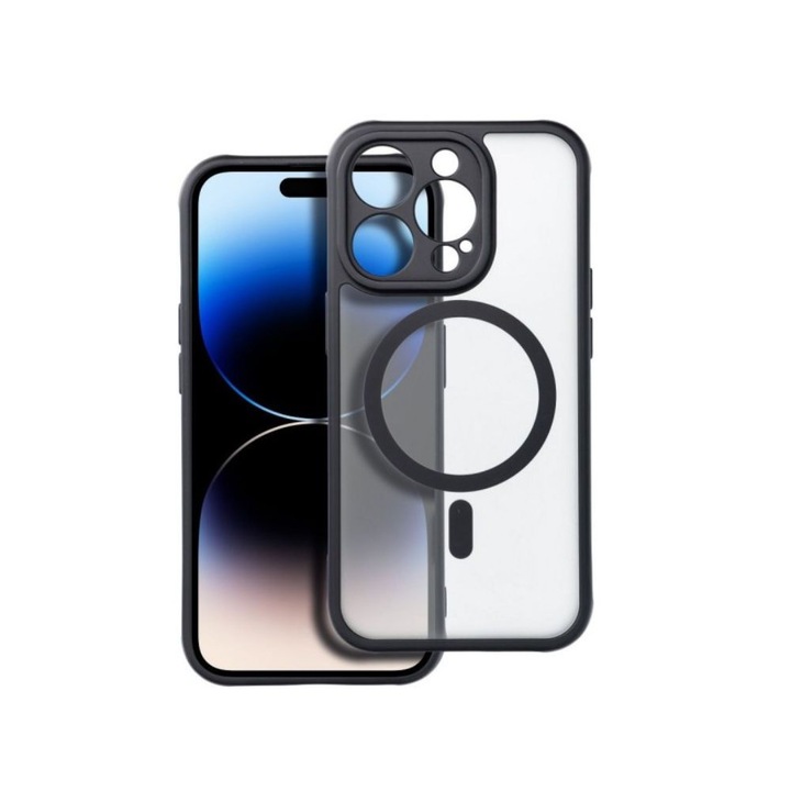 Калъф, съвместим с Apple iPhone 16 Pro Max, G-Tech Matte Shield, съвместим с безжично зареждане MagSafe, поликарбонат, прозрачен / черен