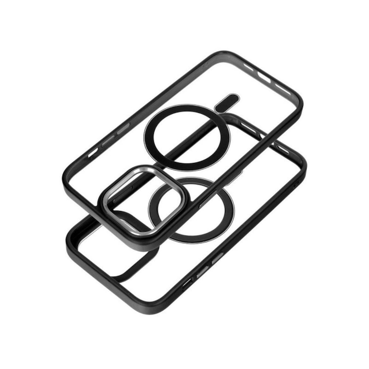 Калъф, съвместим с Apple iPhone 16 Pro Max, G-Tech Color Edge, съвместим с безжично зареждане MagSafe, поликарбонат, прозрачен / черен