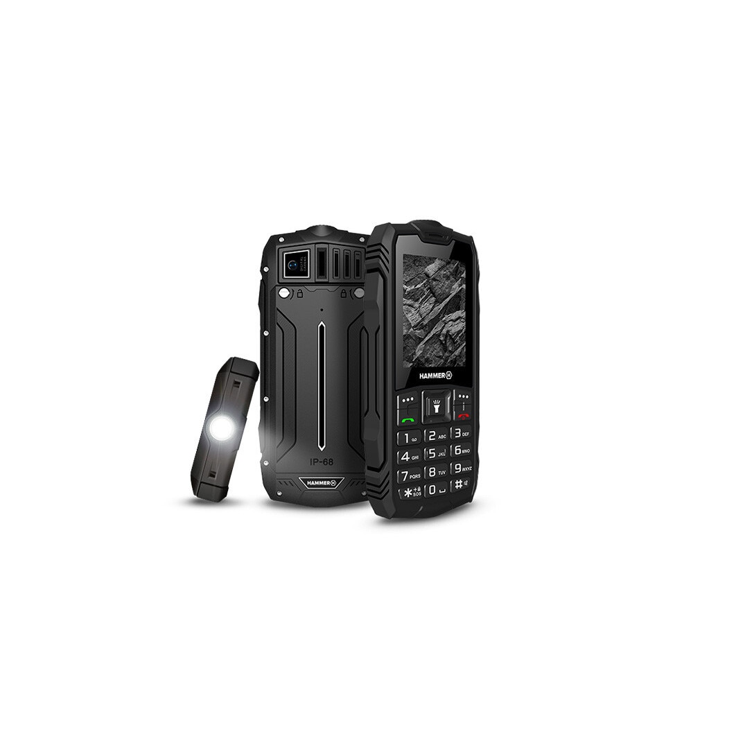 Telefon Hammer TEL000776 cu structura ramforsata ecran2.4” Dual Sim rezistent la socuri si apa IP68 baterie 1800 mAh lanterna camera foto, radio, inregistrare convorbiri
