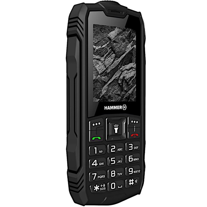 Telefon Hammer TEL000776 cu structura ramforsata ecran2.4” Dual Sim rezistent la socuri si apa IP68 baterie 1800 mAh lanterna camera foto, radio, inregistrare convorbiri