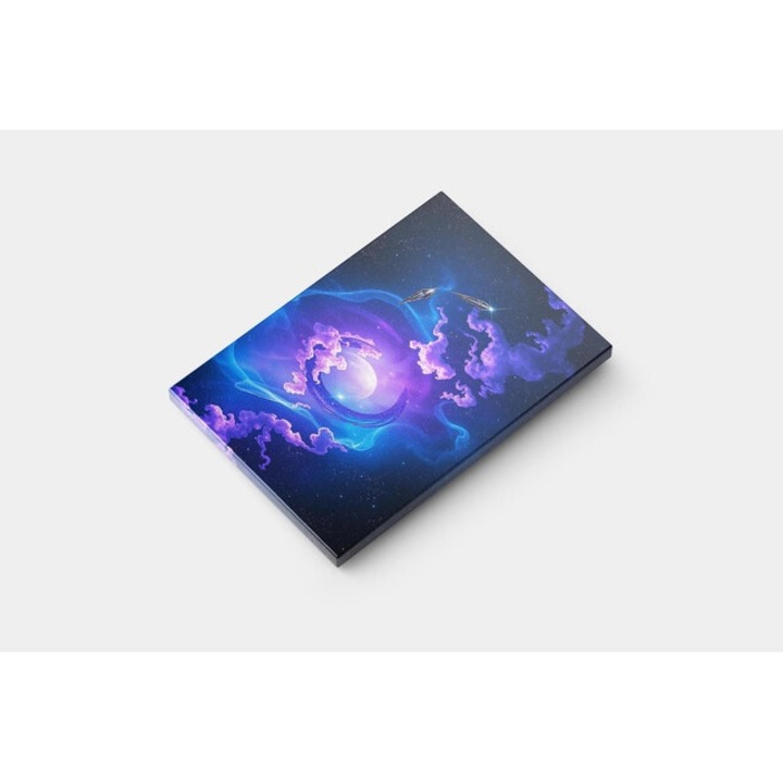 Картина на платно - Луна в лилаво небе с облаци - 60x40 см