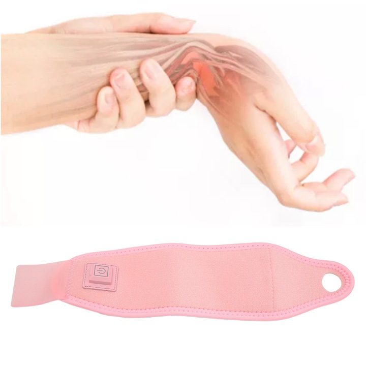 Fűtött csuklópánt, Jormftte, 3 hőmérsékleti fokozat, szén, rózsaszín