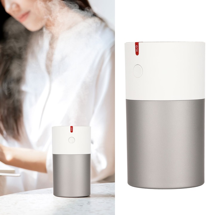 Mini párásító, longziming, 2 üzemmód, űrtartalom 220ml, 70x70x127mm, ezüst