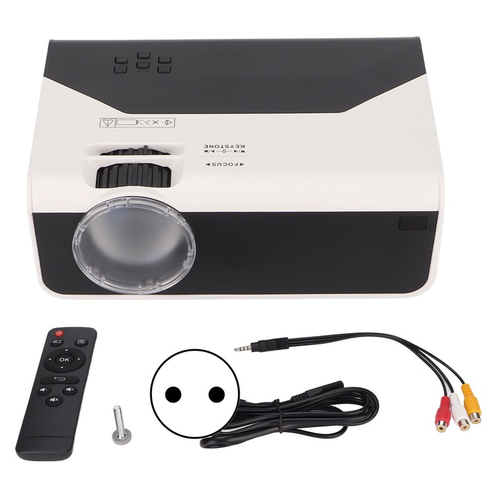 Видео проектор Longziming G08, 800x480, 1500 лумена, поддръжка на 1080P, размери 212x147x75 мм, дистанционно управление