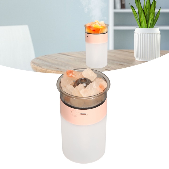 Longziming E855 párásító, 250 ml-es űrtartalommal, színes fényekkel, rózsaszín