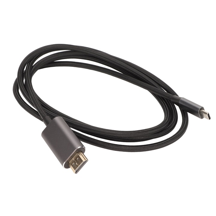 Jormftte C típusú kábel HD multimédia interfészhez, 1,8m, 4K 60Hz, fekete-szürke