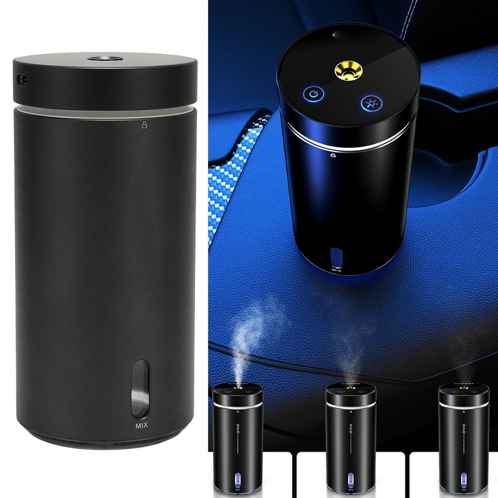 Umidificator USB Jormftte, design lamaie, capacitate 180ml, functie de lumina nocturna, 8x8x12cm, galben