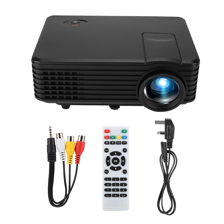 Videoproiector Jormftte Full HD 1080P, 500LM, 16-110in, Silver Black, 114x91x51mm
