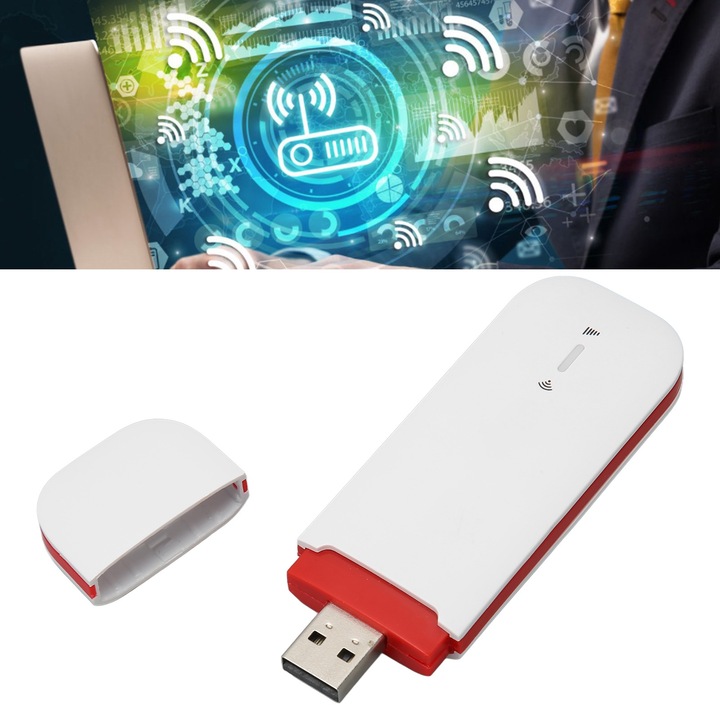 Router WiFi Jormftte 4G LTE, 300Mbps, baterie 4200mAh, alb