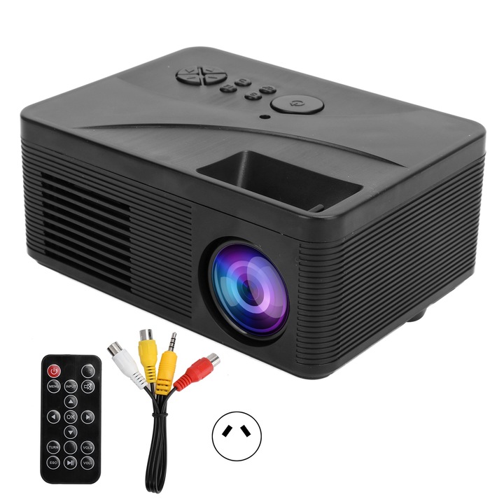 Videoproiector Mini Jormftte Full HD 1080P, 140ANSI, Alb Perla, Portabil