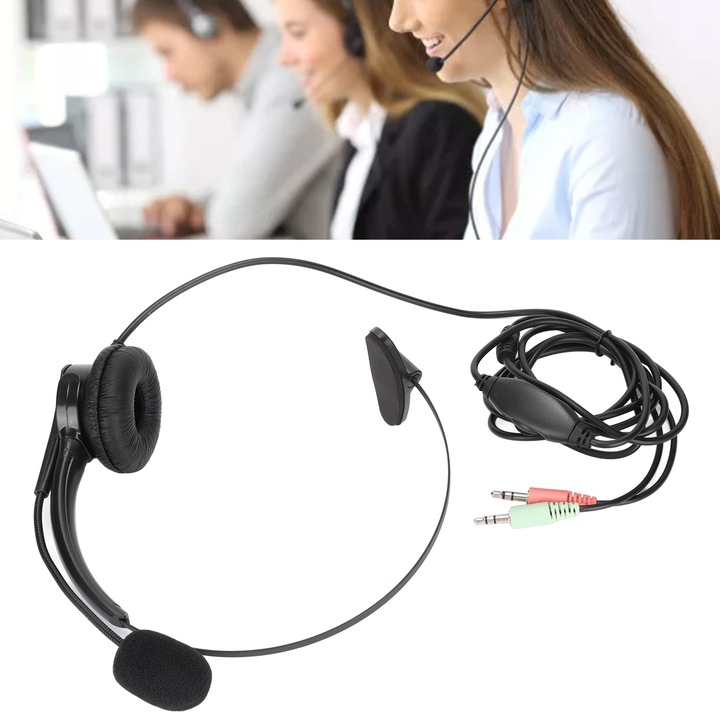 Casti PC Jormftte H360D-USB-3, USB, negru, cu microfon, set cu functii de ajustare a volumului