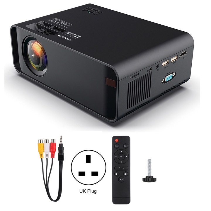 Videoproiector Jormftte J12, 1080P Full HD, WiFi, proiectie 1.2~5.5m, 4in LCD