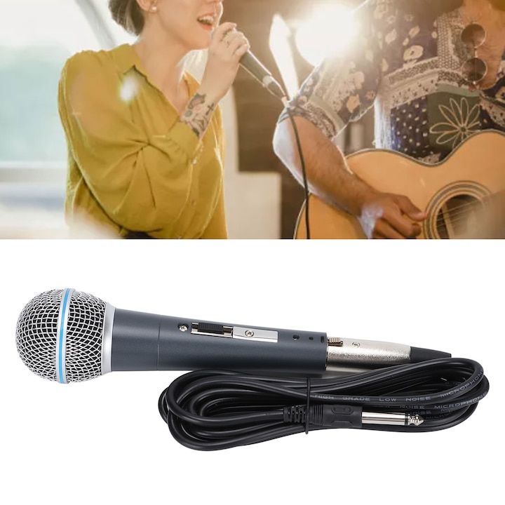 Microfon cu fir Microfon portabil cu anulare a zgomotului, potrivit pentru inregistrarea pe computer, transmisie live 3,5 mm