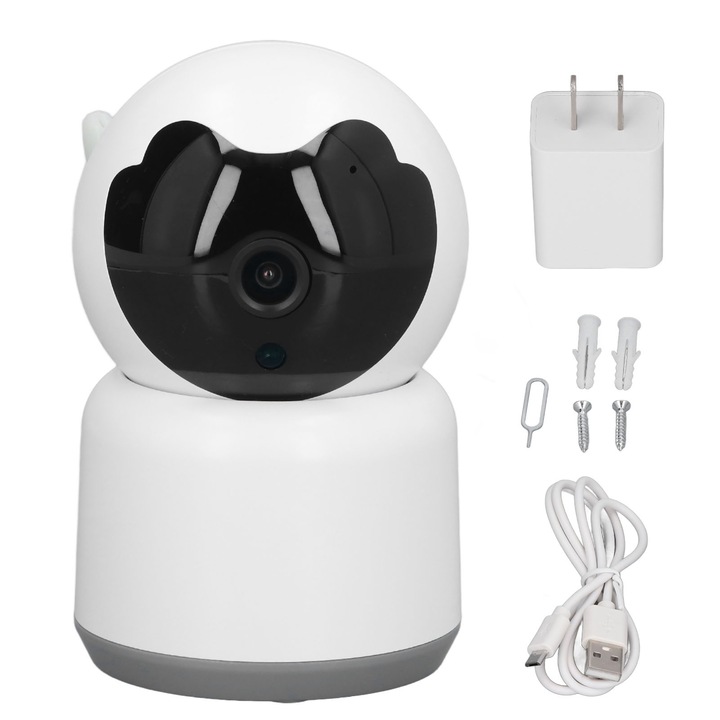 Jormftte baba videókamera, 2MP, kétirányú hang, HD éjjellátó, fehér