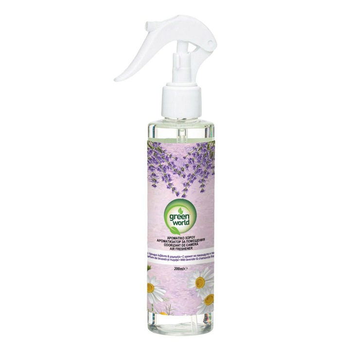 Légfrissítő spray, Green World, Levendula és Kamilla, Űrtartalom 200 ml