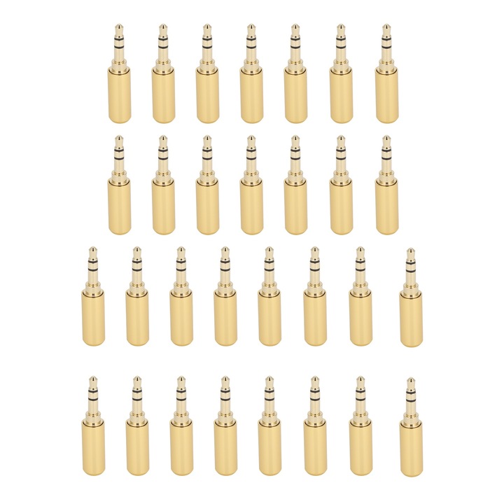 30 db 3,5 mm-es audio fejhallgató csatlakozó, aranyozott, 2 csatornás, sztereó kiegyensúlyozott csere dugó