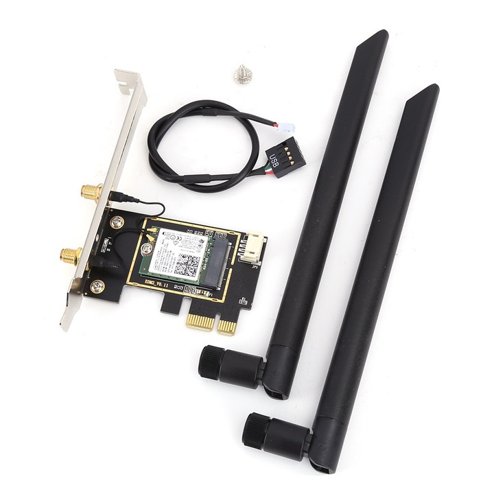 Placa de retea Jormftte, adaptor M.2 NGFF la PCI-E, duala frecventa, suport Bluetooth