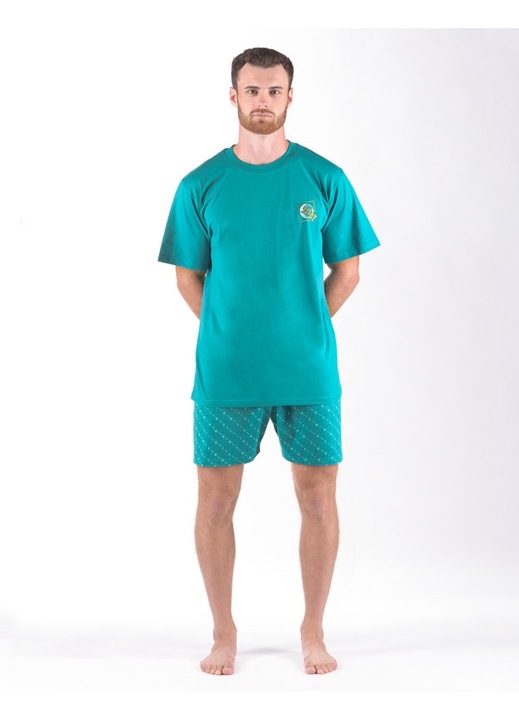Pijamale barbati Gino 79166-MGALZM, bumbac, turcoaz
