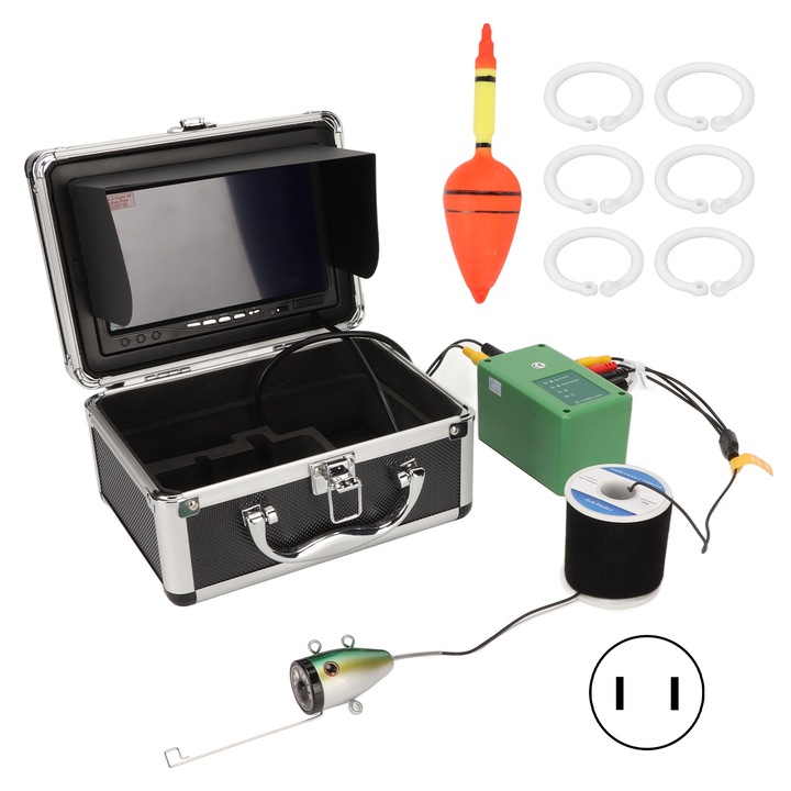 Подводна риболовна камера Longziming, 1000TVL, Наблюдение на дълбочина 30 м, 7-инчов LCD дисплей, Водоустойчива