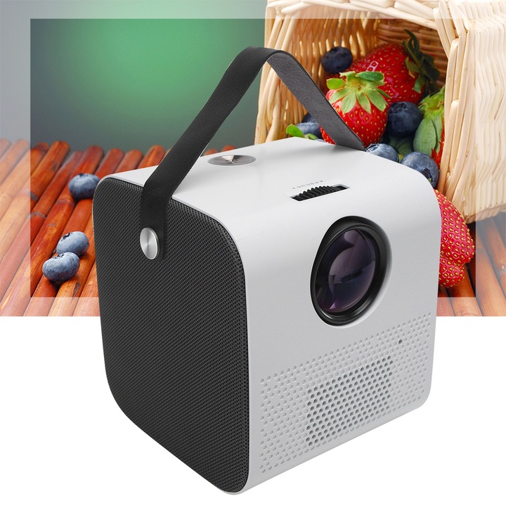 Longziming 1080P hordozható videoprojektor, Bluetooth, automatikus trapézkorrekció, 30-150 hüvelyk, fehér