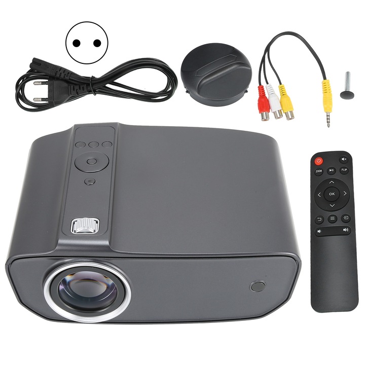 Mini videoprojektor, longziming, 1080P, 6000 LED, gyöngyszürke, 50W