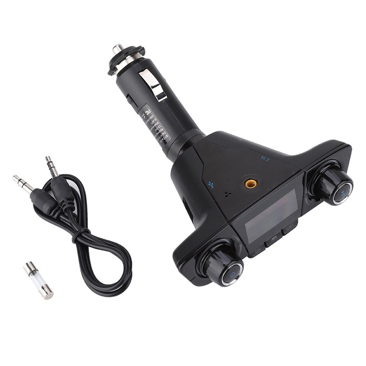 Autós Bluetooth MP3 adó, longziming, TF/U lemez támogatás, dupla USB 2.1A, 87.5-108.0MHz, 12-24V